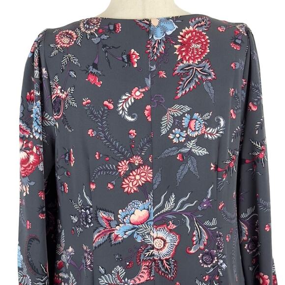 LOFT NOUVEAU GARDEN FLORAL LONG SLEEVE CASUAL SHIFT DRESS IN GRAY WOMEN'S SIZE 8 - Picture 7 of 15